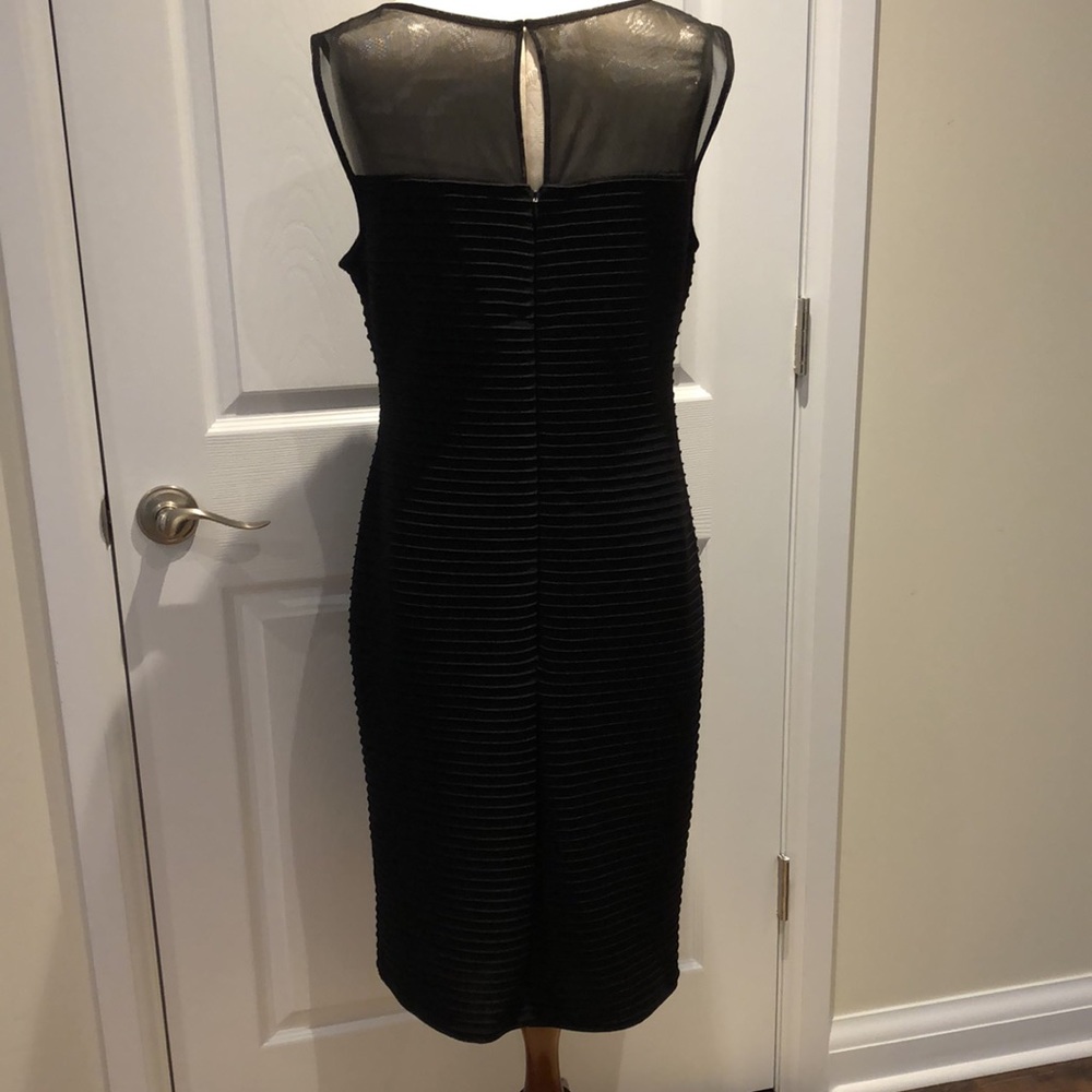 Laura | Stretchy Embellished Mesh Neckline Dress with Ruching - Picture 2 of 10